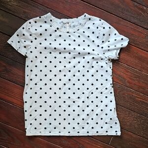 Banana Republic White & Black Polka Dot Tee